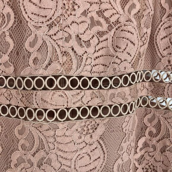 Storia Blush Pink Lace Trim Dress Cami Straps Sheer Panels size Medium - Picture 5 of 13